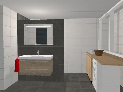 3-D tekeningen van de nieuwe badkamer.