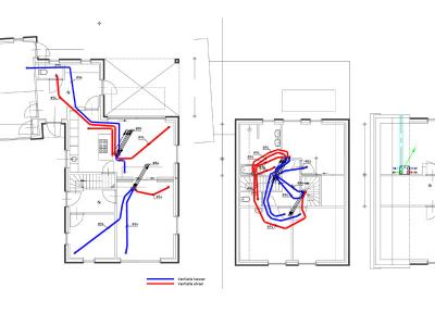 Het schema van het ComfoAir/HybalansPlus ventilatiesysteem