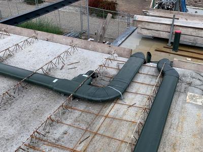 De Dyka Air kanalen (donkergroen) voor het ventilatiesysteem, ovaal, met een geringe bouwhoogte.