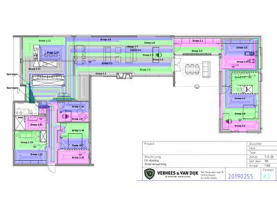 Het installatieplan voor de vloerverwarming.