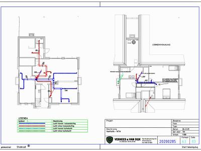 Het schema van de ventilatie met warmteterugwinning.